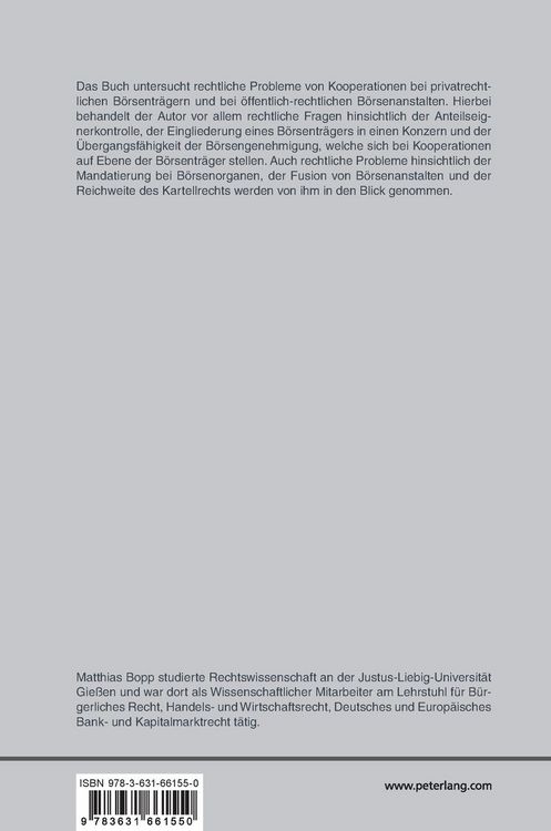 Produktbild: Fusionen und Kooperationen deutscher B&ouml;rsen und ihrer Tr&auml;ger