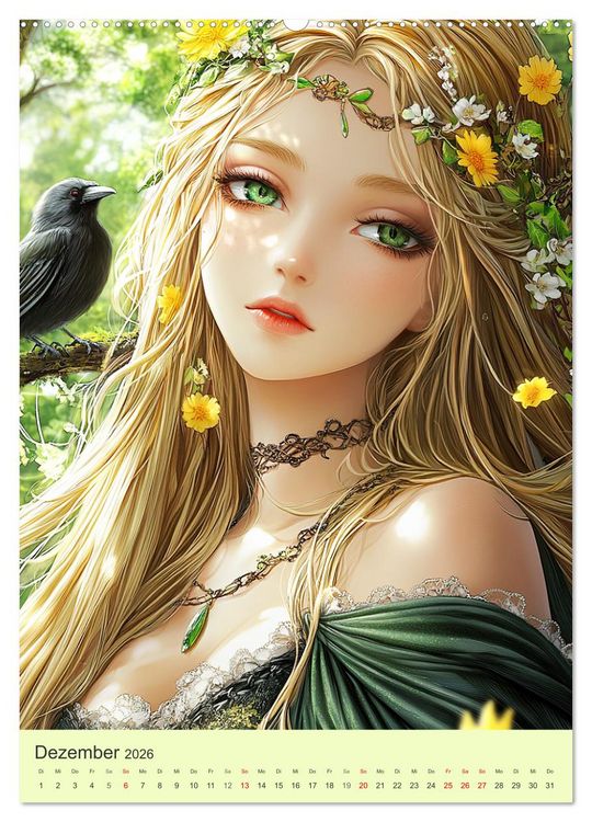 Produktbild: Keltische Mythen. Die magische Anderwelt-Fantasy im Manga-Stil (Wandkalender 2026 DIN A2 hoch), CALVENDO Monatskalender
