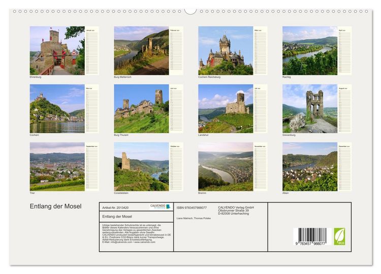 Produktbild: Entlang der Mosel (hochwertiger Premium Wandkalender 2026 DIN A2 quer), Kunstdruck in Hochglanz