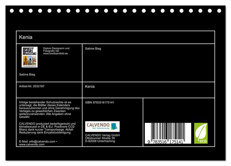 Produktbild: Kenia (Tischkalender 2026 DIN A5 quer), CALVENDO Monatskalender