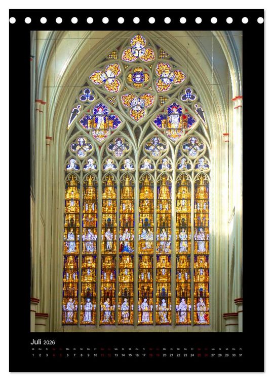 Produktbild: Kirchenfenster - Sakrale Glaskunst (Tischkalender 2026 DIN A5 hoch), CALVENDO Monatskalender