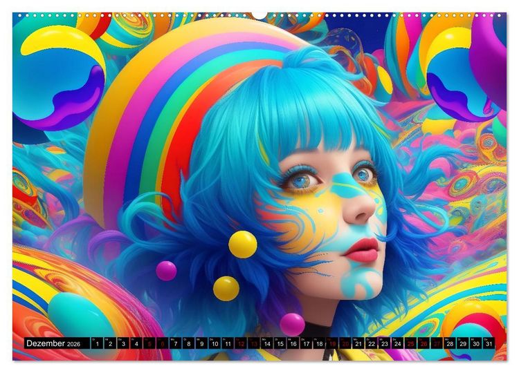 Produktbild: Psychedelische Ladies (hochwertiger Premium Wandkalender 2026 DIN A2 quer), Kunstdruck in Hochglanz