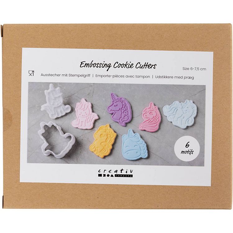 Produktbild: Creativ Company Ausstecher mit Stempelgriff, Einhorn, Gr&ouml;&szlig;e 6-7,5 cm, Wei&szlig;, 6 Stk