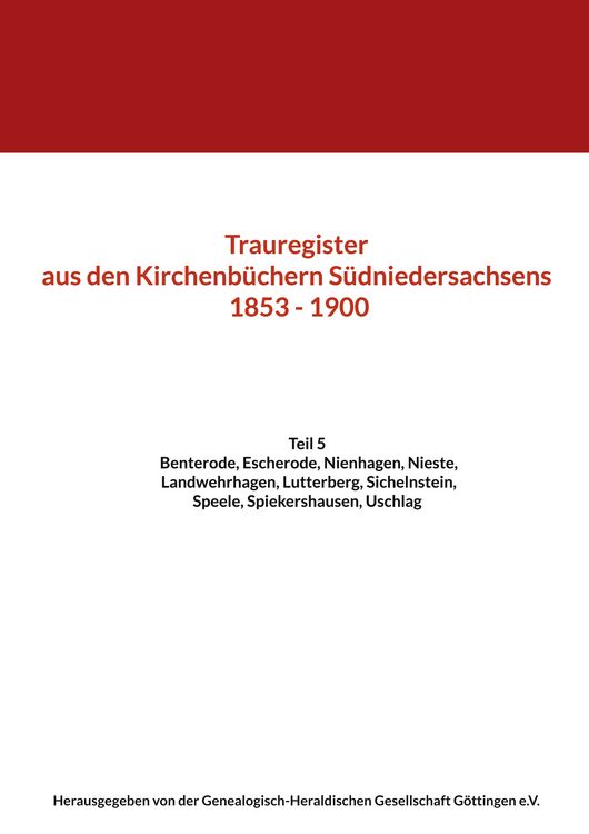 Produktbild: Trauregister aus den Kirchenb&uuml;chern S&uuml;dniedersachsens 1853 - 1900