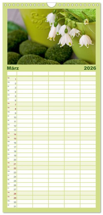 Produktbild: Familienplaner 2026 - Mein Jahr im Landhausgarten mit 5 Spalten (Wandkalender, 21 x 45 cm) CALVENDO