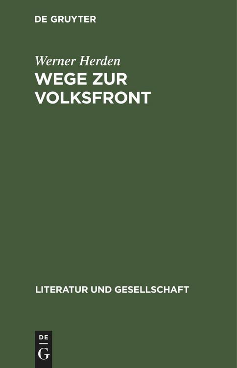 Produktbild: Wege zur Volksfront