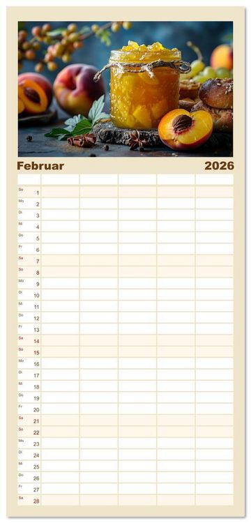 Produktbild: Familienplaner 2026 - Ein Jahr im Paradies der Konfit&uuml;ren mit 5 Spalten (Wandkalender, 21 x 45 cm) CALVENDO
