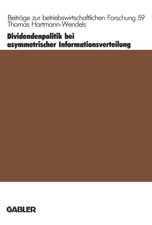 Produktbild: Dividendenpolitik bei asymmetrischer Informationsverteilung