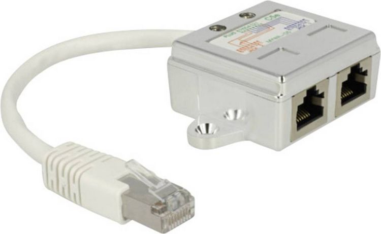 Produktbild: Delock RJ45 Netzwerk Adapter CAT 5 [1x RJ45-Stecker - 2x RJ45-Buchse] 15.00 cm Wei&szlig;