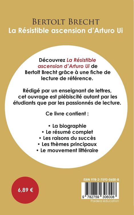 Produktbild: Fiche de lecture La R&eacute;sistible ascension d'Arturo Ui (&Eacute;tude int&eacute;grale)