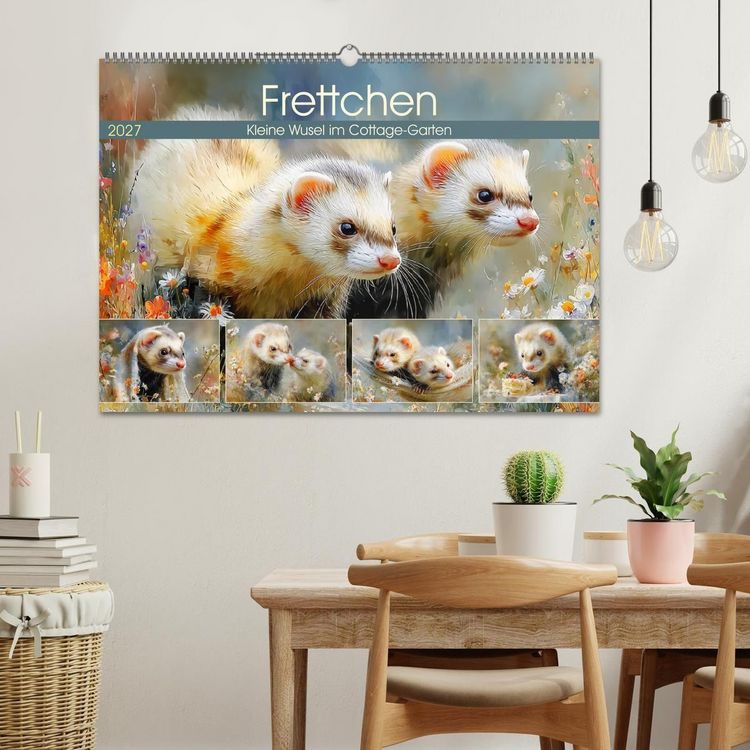 Produktbild: Frettchen. Kleine Wusel im Cottage-Garten (Wandkalender 2027 DIN A2 quer), CALVENDO Monatskalender
