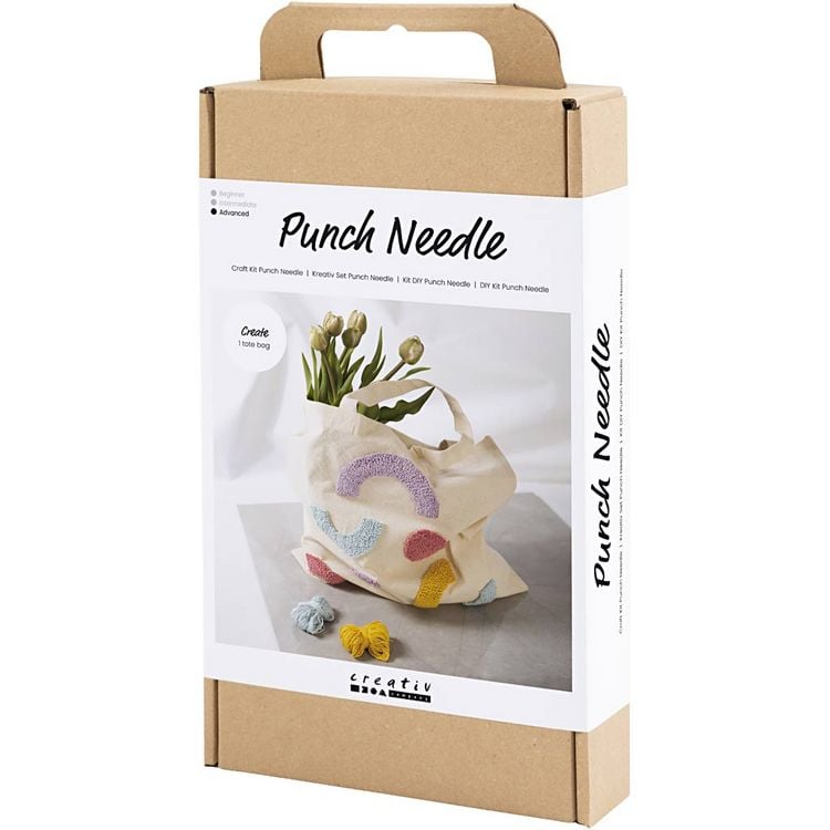 Produktbild: Creativ Company DIY Sets Sticken & Nadelstanzen Kreativ Set Punch Needle, Pastellfarben, , Einkaufstasche, Kreativ Box