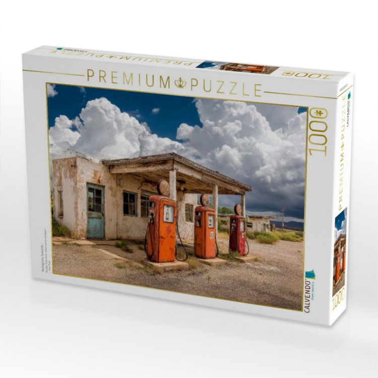 Produktbild: CALVENDO Puzzle Nostalgische Tankstelle | 1000 Teile Lege-Gr&ouml;&szlig;e 64x48cm Foto-Puzzle f&uuml;r gl&uuml;ckliche Stunden
