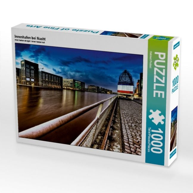 Produktbild: CALVENDO Puzzle Innenhafen bei Nacht | 1000 Teile Lege-Gr&ouml;&szlig;e 64x48cm Foto-Puzzle f&uuml;r gl&uuml;ckliche Stunden