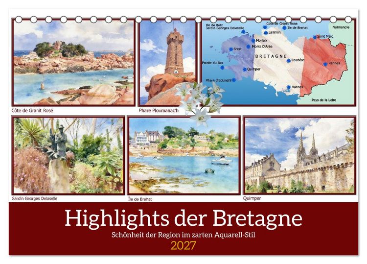 Produktbild: Highlights der Bretagne (Tischkalender 2027 DIN A5 quer), CALVENDO Monatskalender