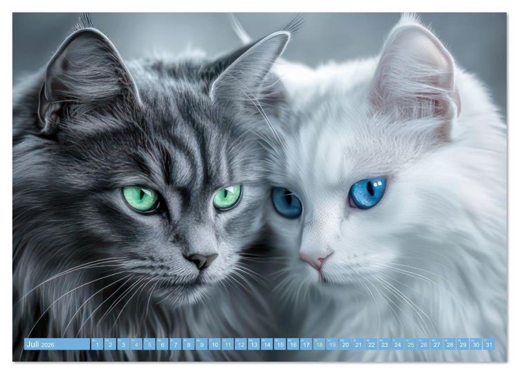 Produktbild: Katzen Illustrationen - Faszination pur (Wandkalender 2026 DIN A3 quer), CALVENDO Monatskalender