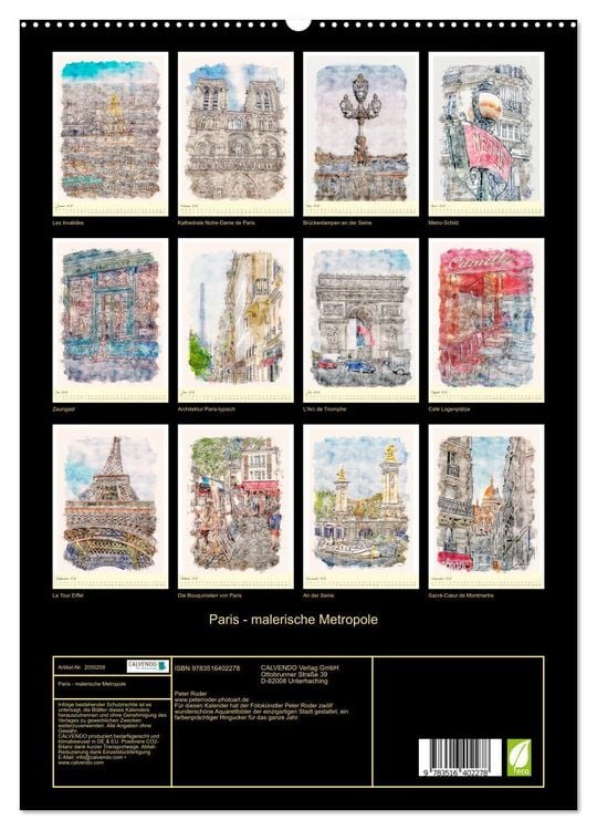 Produktbild: Paris - malerische Metropole (hochwertiger Premium Wandkalender 2026 DIN A2 hoch), Kunstdruck in Hochglanz