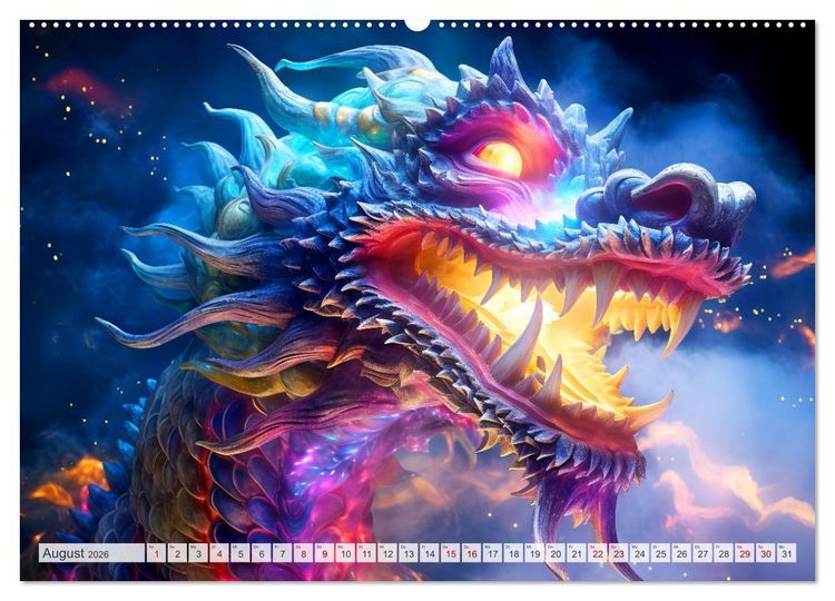 Produktbild: Jahr des Drachen - Im Stil des chinesischen Tierkreiszeichens (hochwertiger Premium Wandkalender 2026 DIN A2 quer), Kunstdruck in Hochglanz