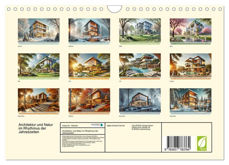 Produktbild: Architektur und Natur im Rhythmus der Jahreszeiten (Wandkalender 2026 DIN A4 quer), CALVENDO Monatskalender