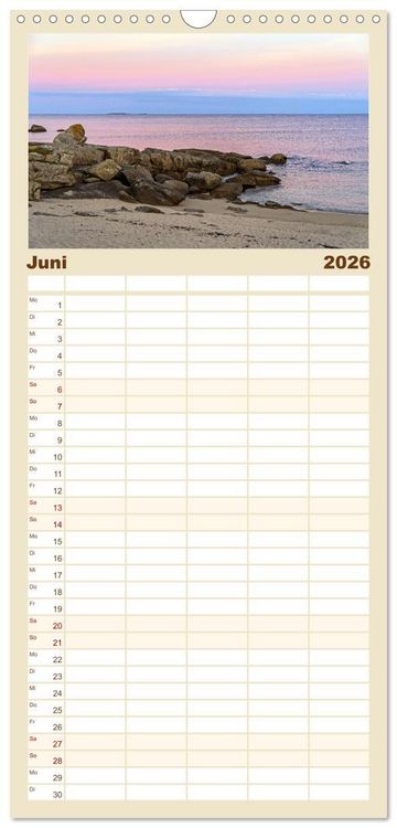 Produktbild: Familienplaner 2026 - Bretagne - Traumk&uuml;sten im s&uuml;dlichen Finist&egrave;re mit 5 Spalten (Wandkalender, 21 x 45 cm) CALVENDO