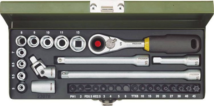 Produktbild: Proxxon Industrial Steckschl&uuml;sseleinsatz metrisch 1/4\" (6.3 mm) 32teilig 23078
