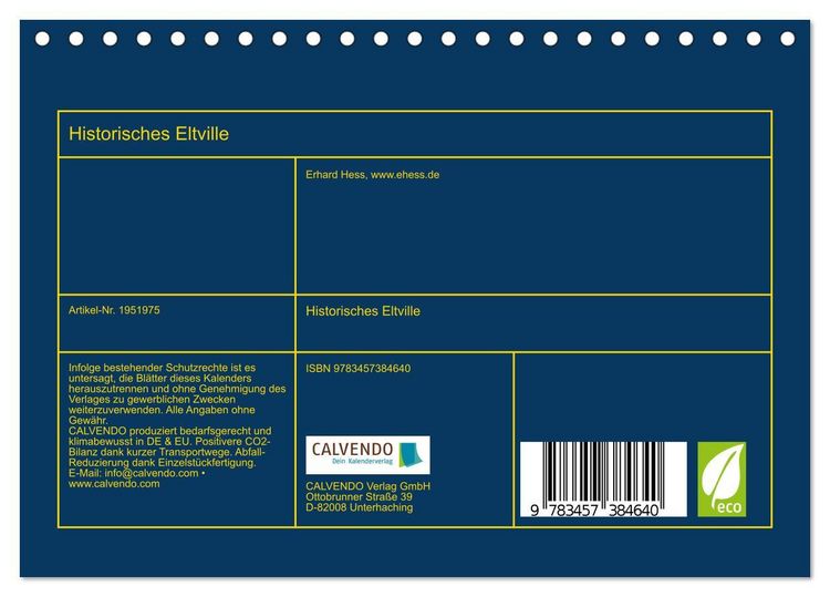 Produktbild: Historisches Eltville (Tischkalender 2026 DIN A5 quer), CALVENDO Monatskalender