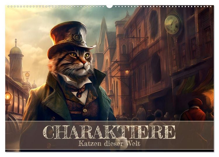 Produktbild: Charaktiere Katzen dieser Welt (Wandkalender 2026 DIN A2 quer), CALVENDO Monatskalender