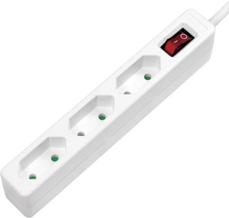 Produktbild: LogiLink LPS230 Steckdosenleiste mit Schalter 3fach Wei&szlig; Konturenstecker 1St.