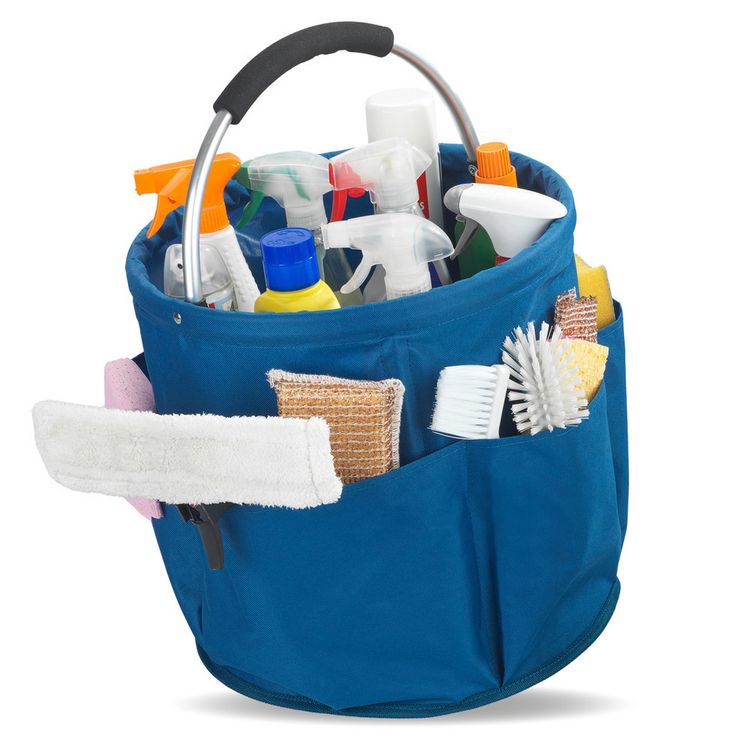 Produktbild: Universal Reinigungs Caddy Mod. Herkules 34 l, Blau, mit 5 Au&szlig;entaschen f&uuml;r Schw&auml;mme und T&uuml;cher