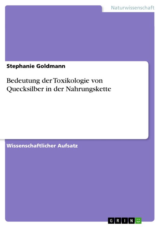 Produktbild: Bedeutung der Toxikologie von Quecksilber in der Nahrungskette
