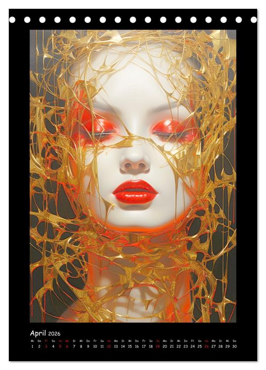 Produktbild: Goldene Portraits. Fusion von Kunst und &Auml;sthetik (Tischkalender 2026 DIN A5 hoch), CALVENDO Monatskalender