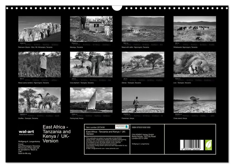 Produktbild: East Africa - Tanzania and Kenya / UK-Version (Wall Calendar 2026 DIN A3 landscape), CALVENDO 12 Month Wall Calendar