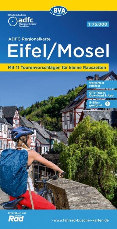 Produktbild: ADFC-Regionalkarte Eifel/ Mosel, 1:75.000, mit Tagestourenvorschlägen, reiß- und wetterfest, E-Bike-geeignet, GPS-Tracks-Download