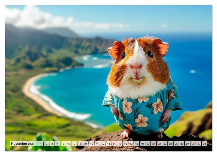 Produktbild: Meerschweinchen - Hauptsache Urlaub (Wandkalender 2026 DIN A3 quer), CALVENDO Monatskalender
