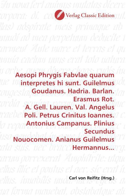 Produktbild: Von Reifitz, C: Aesopi Phrygis Fabvlae quarum interpretes hi