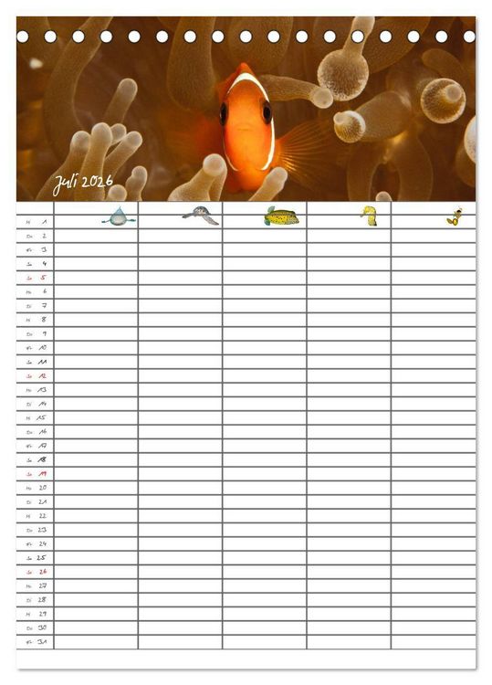 Produktbild: Der Unterwasser Familienplaner 2026 (Tischkalender 2026 DIN A5 hoch), CALVENDO Monatskalender