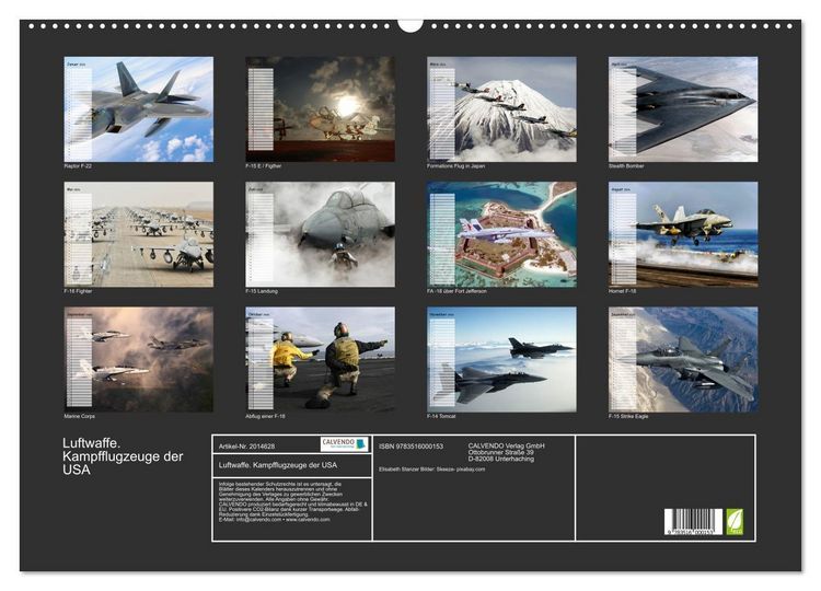 Produktbild: Luftwaffe. Kampfflugzeuge der USA (Wandkalender 2026 DIN A2 quer), CALVENDO Monatskalender