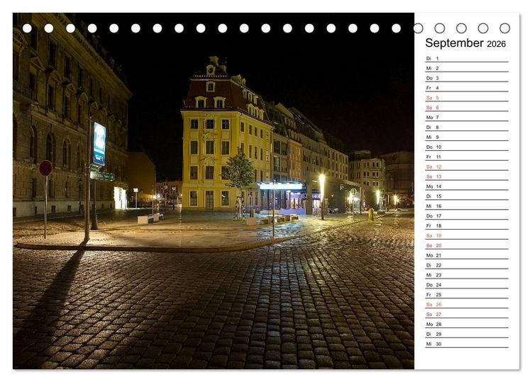 Produktbild: Eine Nacht in Dresden (Tischkalender 2026 DIN A5 quer), CALVENDO Monatskalender
