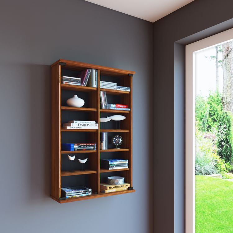 Produktbild: Holz CD DVD Wandregal Schrank Zuntisa Glast&uuml;r