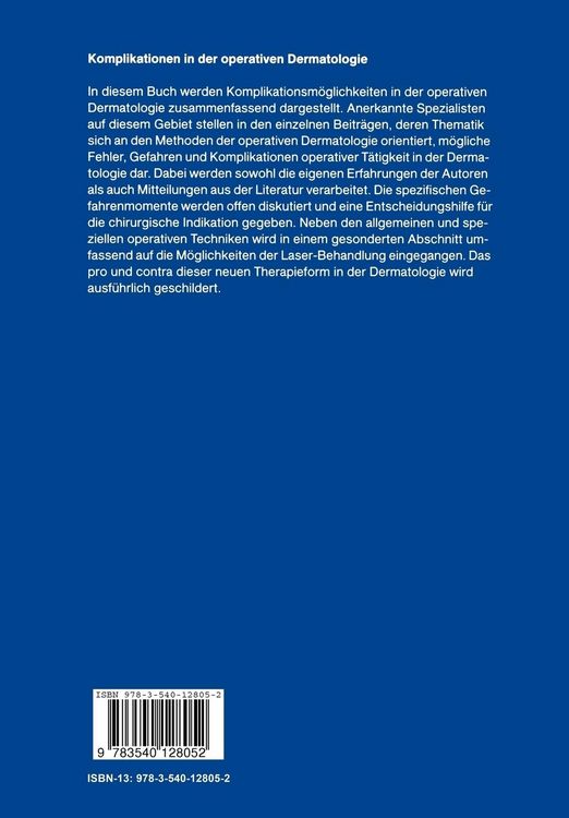 Produktbild: Komplikationen in der operativen Dermatologie