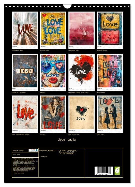 Produktbild: Liebe - sag ja (Wandkalender 2026 DIN A3 hoch), CALVENDO Monatskalender