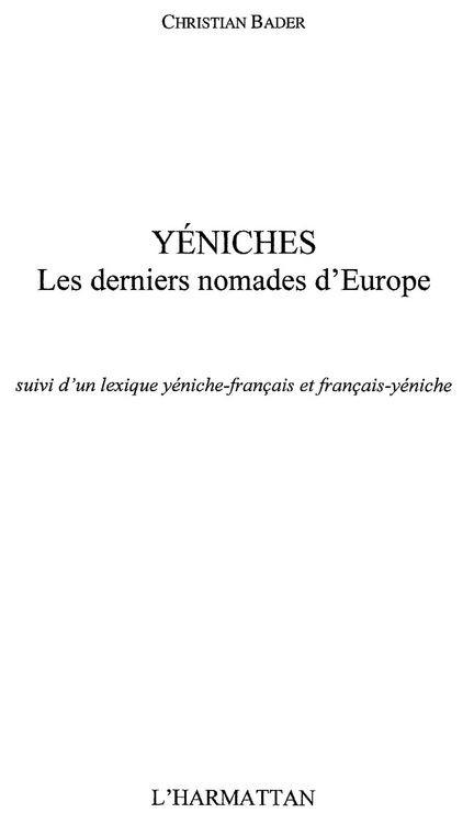 Produktbild: Yeniches. derniers nomades d'europe