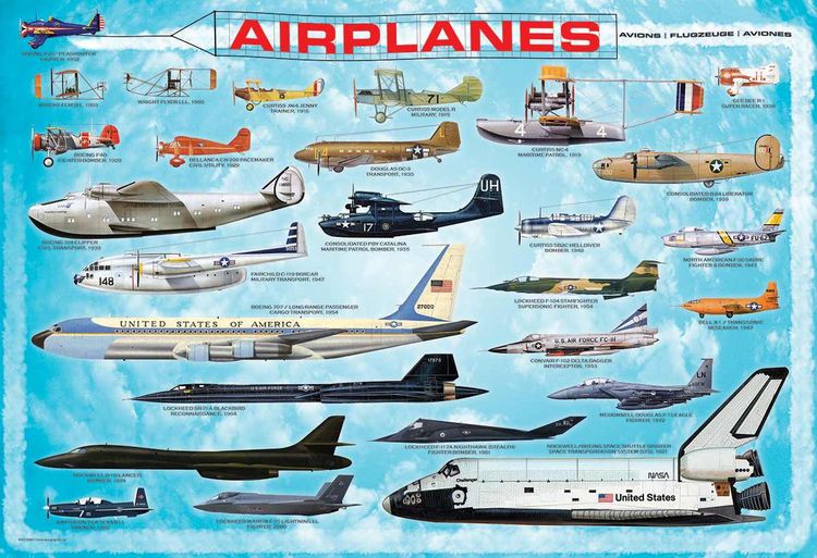 Produktbild: Eurographics 6100-0086 - Flugzeuge , Puzzle, 100 Teile