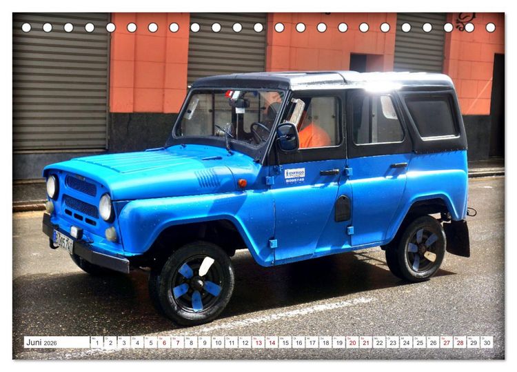 Produktbild: Cuba Jeeps - Gel&auml;ndewagen Oldtimer (Tischkalender 2026 DIN A5 quer), CALVENDO Monatskalender