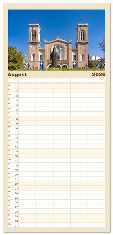 Produktbild: Familienplaner 2026 - Griechenland - Athen mit 5 Spalten (Wandkalender, 21 x 45 cm) CALVENDO