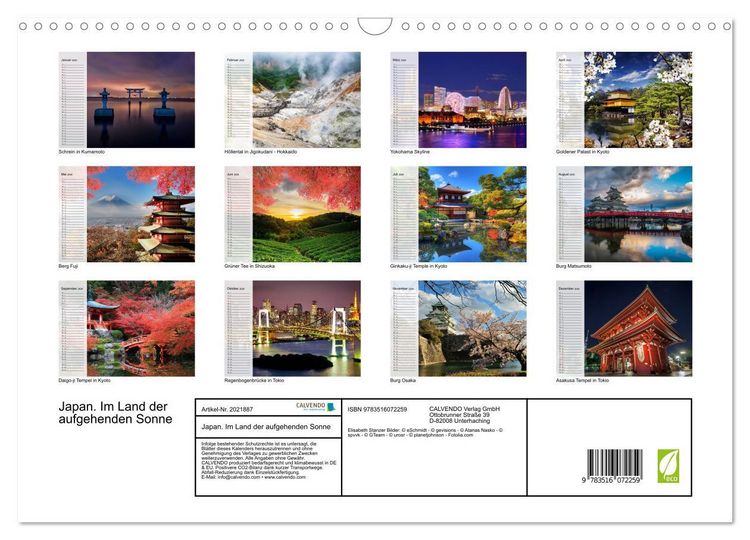 Produktbild: Japan. Im Land der aufgehenden Sonne (Wandkalender 2026 DIN A3 quer), CALVENDO Monatskalender