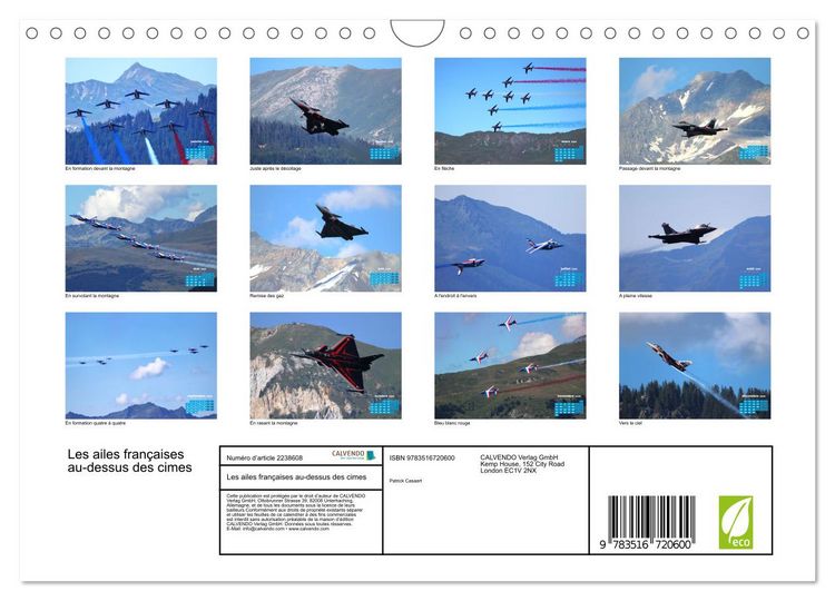 Produktbild: Les ailes fran&ccedil;aises au-dessus des cimes (Calendrier mural 2026 DIN A4 vertical), CALVENDO calendrier mensuel