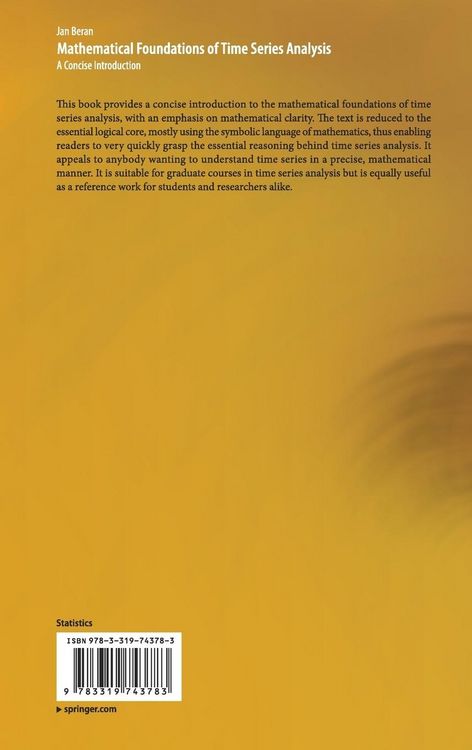 Produktbild: Mathematical Foundations of Time Series Analysis