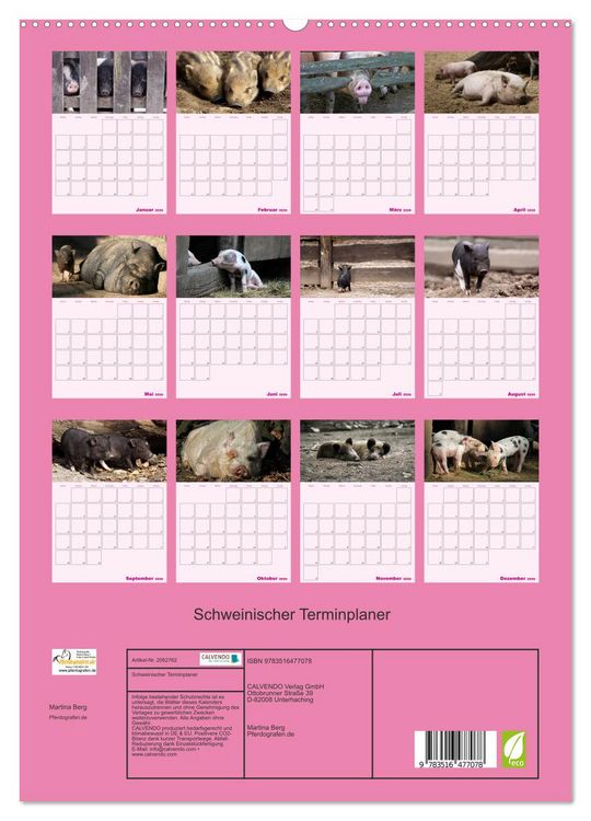 Produktbild: Schweinischer Terminplaner (hochwertiger Premium Wandkalender 2026 DIN A2 hoch), Kunstdruck in Hochglanz