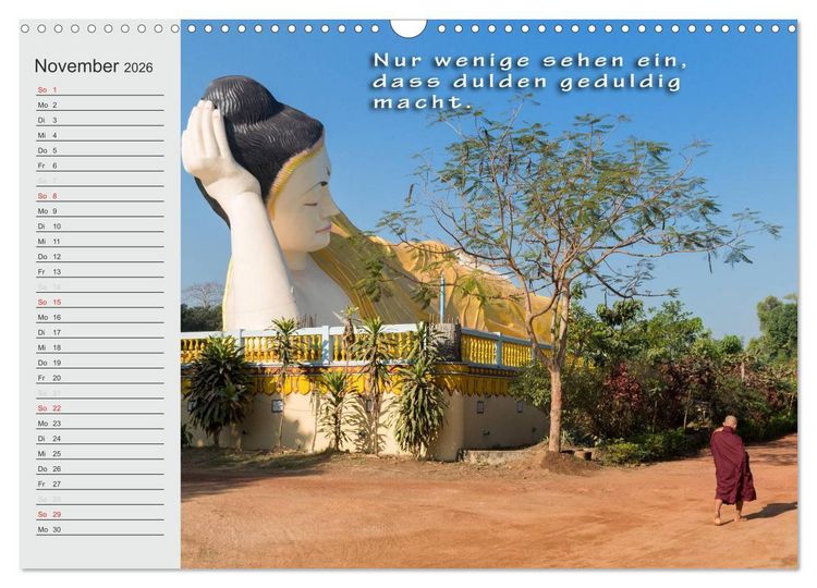 Produktbild: BUDDHA Buddhistische Weisheiten (Wandkalender 2026 DIN A3 quer), CALVENDO Monatskalender